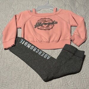 Abercrombie Kids Pink Sweatshirt and Gray Joggers, EUC, Size 5/6